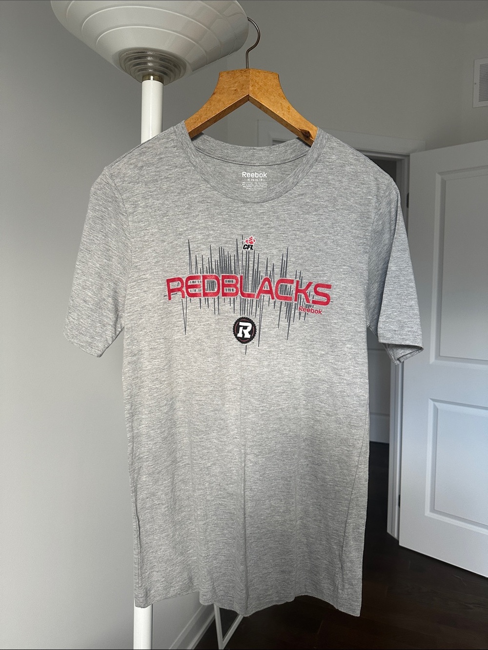 Reebok Men’s Grey T-Shirt with Red 'REDBLACKS' Graphic